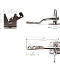 Tough As Nails Stainless Steel 304 Automatic Self Locking Gate Latch 20 Pack Satin Finish close-up with measurements and design details.