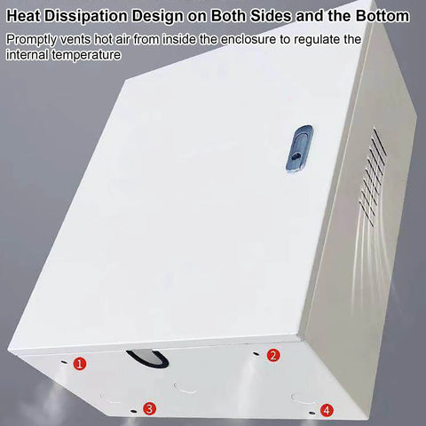 Heavy Duty Outdoor Electric Vehicle Charger Enclosure Rugged Cold Rolled Steel Weather Lock Box With Key Security Protection Case For Level 2 Charging Station Plug Guard showing heat dissipation vents.