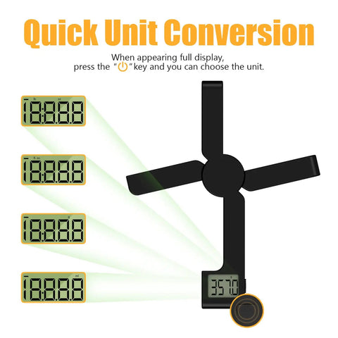Folding Kitchen Scale 5000g/1g, Space Saving X Fold Design, LCD Display showing unit conversion options in black color