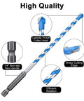 UBESTHS concrete drill bit set, 7 pcs, blue spiral-coated carbide YG6X cutter head with hex shank
