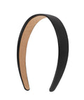 One Inch Vegan Leather Headband For Women Non Slip Hair Band Black, showcasing sleek design and soft lining for comfortable fit.