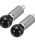 2 Pack Spring Loaded Pull Pins With Ball Knobs Rock Solid Alloy Steel Plungers For Weight Racks And Shelving Fixtures close-up view with black knobs