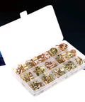 Rock Solid 115 Piece Hose Clamp Assortment Kit With Colored Zinc Plated Spring Clips For Water Tubes Air Pipes And Automotive Plumbing Fasteners That Are Durable Versatile And Perfect For Any Home Repair Job You Might Have, open organizer box with mixed zinc-plated hose clamps