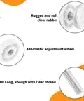 Heavy Duty M10 Threaded Spindle Rods For Baby Safety Gates 4 Pack White Replacement Mounting Bolts clear rubber adjustment wheel close-up