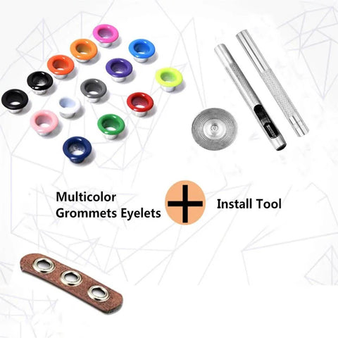 Grommet Kit 3 Sixteenth Inch 400Pcs Eyelet Set With 3 Piece Install Tools in 4 Colors for Shoes, Clothes, Bags, Crafts DIY Projects