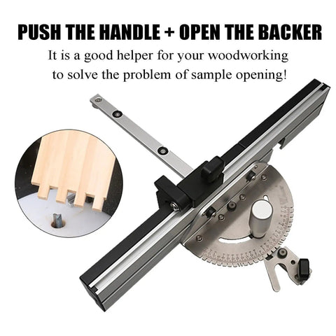 Rock Solid 450mm Table Saw Miter Gauge With Extended Fence Precision Repeat Cut Stop Anti Wobble Design, adjustable angle for accurate cuts.
