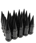 Set Of 20 12x1.5 Extended Spike Lug Nuts For Wheel Rims Tuner Style Black Forged Steel 60 Degree Cone Seat 2 Piece Design Bolt On Ready