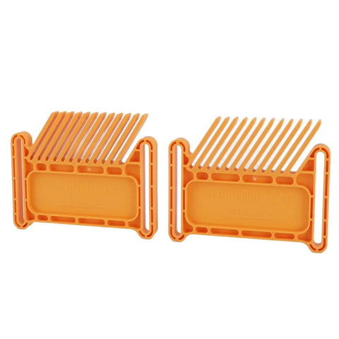 Adjustable Featherboard For Woodworking Safety On Table Saws Router Tables And Band Saws two bright orange plastic push guides