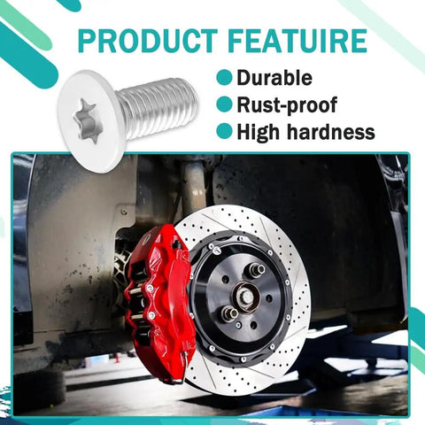 Stainless steel screw and brake rotor in use, 8Pcs Stainless Steel Brake Rotor Screws Kit M8x20x1.25mm Replacement Hardware For Disc Brakes