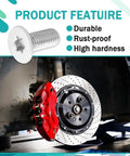 4 Pack Brake Rotor Screws M8X20X125MM Straight Up Direct Swap Oem Replacement For 11609271, durable stainless steel fastener installed on brake rotor.