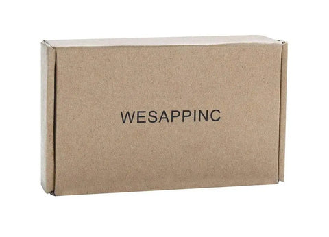 Cardboard box labeled WESAPPINC, packaging for Replacement US Plug Extension Cable for Apple iMac G5 20 Inch 21.5 Inch 24 Inch and 27 Inch Power Supply Cord White Finish Easy Install Durable Build Keeps Your Vintage iMac Running Smooth.
