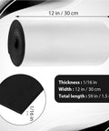 Top Shelf Closed Cell Neoprene Foam Sheets With Adhesive Backing For Kick Butt Shock Absorption And Waterproof Indoor Outdoor Insulation In Classic Black, 59x12x1/16 inch rolled view.
