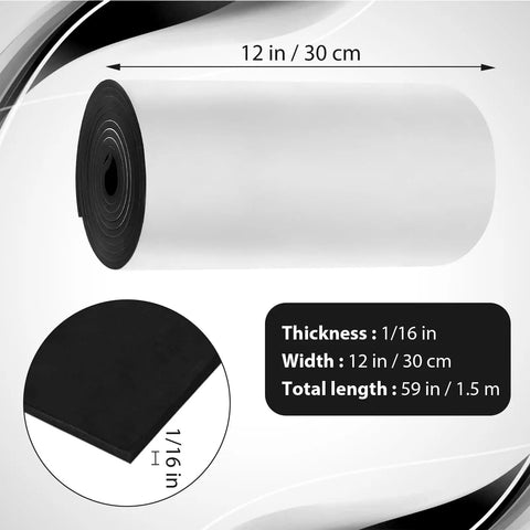 Top Shelf Closed Cell Neoprene Foam Sheets With Adhesive Backing For Kick Butt Shock Absorption And Waterproof Indoor Outdoor Insulation In Classic Black, 59x12x1/16 inch rolled view.