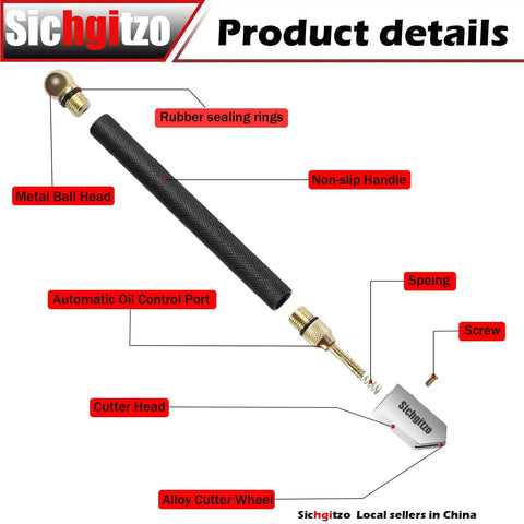 Pro Grade Oil Feed Glass Cutter Kit With 8-Inch Glass Cutting Pliers, 6-Inch Pliers, Glass Cutting Knife, Gold Glass Cutting Pen image