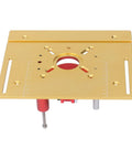Rugged Router Lift System With Smooth Crank Handle Dead On Precision Height Adjustment And Durable Insert Base Plate for jigs.