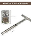 12 Inch Stainless Steel Soil Probe With T Handle And Two Reusable Sample Bags showing size dimensions for soil sampling.