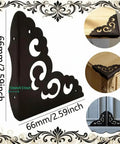 Solid As A Rock Metal Corner Protectors For Furniture Featuring Dope Vintage Floral Accents Seriously Rust Resistant Heavy Duty Edge Guards Keep Your Gear Safe On Boxes Doors And Tables In A Sweet Set Of Four, 2.59 inch black corner guard with floral design.