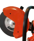 Close-up of 6.8HP Petrol Demolition Saw With 2-Stroke Engine, Fast 5000 RPM Cutoff Saw For Concrete, Metal, Brick, Marble, Road Construction Kit Included, Heavy Duty Cutter Machine blade