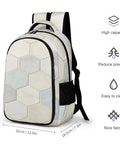 Neutral Marble Hexagon Tile Texture Printed Unisex Backpack With Large Capacity for Daily Use Durable Polyester Daypack