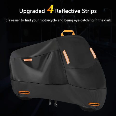 Heavy Duty Motorcycle Cover For Segway Dirt Ebike X260 All Weather Outer Shield 420D Oxford Thickened UV Sun Rain Snow Proof Storage Bag Garage Safe, 4 reflective strips