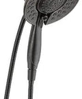 Venetian Bronze dual shower head with detachable hose, Five Spray Touch Clean In2ition 2 In 1 Dual Shower Head With Hose Handheld Or Fixed Mount.