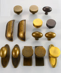 Old School Vintage Shell Brass Cabinet Handles 2 Pack Antique Oval Drawer Pulls Solid Brass 76mm Base Length Furniture Hardware