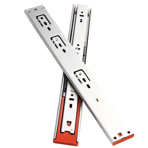 Beefed-Up Heavy Duty Stainless Steel Drawer Slides Set Of 2 Three-Section Press Rebound Buffer Rails 12 Inch (30 Cm) Long