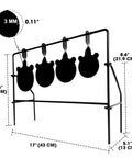 Level Up Your Plinking Sessions With This Sweet Auto Reset Steel Gong Spinner Targets For .177 And .20 Caliber Rifles; four gongs, dimensions shown