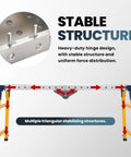 Heavy Duty 65 By 12 Portable Workbench Featuring Five Adjustable Heights And Smooth Casters A Real Beefy 1100 Lbs Foldable Welding Table showing heavy-duty hinge design and stable structure.