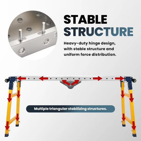 Heavy Duty 65 By 12 Portable Workbench Featuring Five Adjustable Heights And Smooth Casters A Real Beefy 1100 Lbs Foldable Welding Table showing heavy-duty hinge design and stable structure.