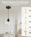 Dope Matte Black Pendant Light For Kitchen Island With Clear Glass Globe Shade, 71 Inch Adjustable Hanging Lamp For Kitchen And Living Room