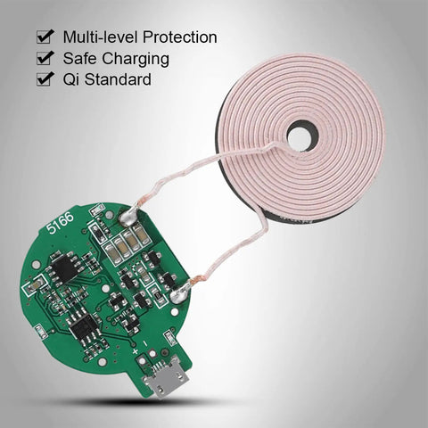 Large Coil 5W Wireless Charging Transmitter Module For DIY Tech Builds And Car Mods With No Hassle Power Delivery And Completely Case Friendly Functionality, showing circuit board and coil.
