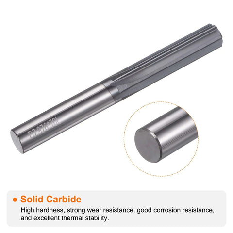 Side view of HARFINGTON carbide chucking reamer, 0.314 in diameter, straight flute, straight shank