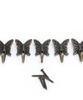 5 Piece Heavy Duty Vintage Wall Coat Hooks With Pre Drilled Holes And Mounting Screws shown with decorative butterfly design and screws.