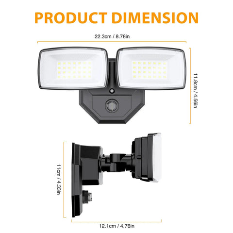 Rock Steady Hardwired Led Flood Light Dusk To Dawn Sensor Ip66 Waterproof 3200 Lumen Auto On Off Energy Efficient Outdoor Security No Plug No Hassle Mount For Driveway Backyard