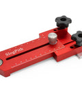 Extended Thin Rip Jig Table Saw Fence Guide For Dead On Repeat Narrow Strip Cuts Heavy Duty Aluminum miter slot clamp in red