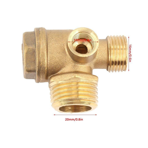 Three Port Air Compressor Check Valve With Male And Female Threads Brass Pneumatic Valve For Quick Connects Replaces Worn Valves In Tanks And Piston Pumps