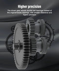 Close-up of Beefed-Up Dual Gear Extruder Upgrade Kit for Elegoo 4 Pro Plus Max showing nanocoated mold steel gears and shaft.