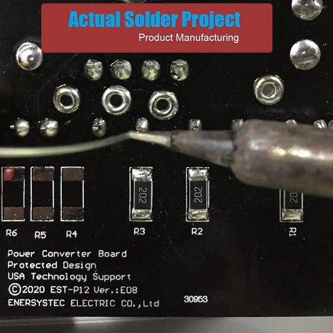 Hand soldering with Lead Free Solder Wire With Rosin Core Flux 2.5 Percent Flow 0.032 Inch 0.8mm Diameter on a circuit board