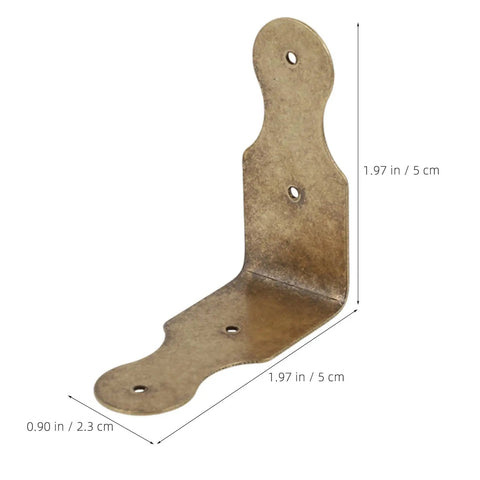Six Pack L Shaped Brass Corner Protectors For Jewelry Boxes And Gift Boxes with 0.8mm Brass and Antique Bronze Finish