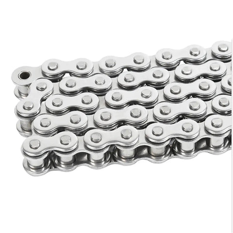 Top Tier 1.5Meters 304 Stainless Steel Short Pitch Roller Drive Chain Join Buckle For Industrial Transmission Gear 04C 05B 06B 08B 10B 12B And 16B Models close-up of roller chain links