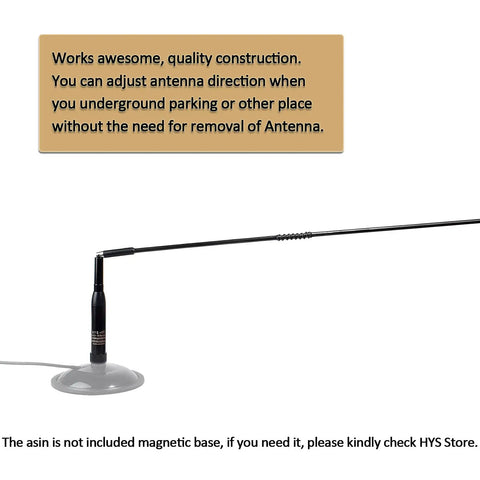 Rig-Ready Dual Band VHF UHF Car Antenna For 2m 70cm Radios 144 To 430MHz With Low VSWR Under 1.5 and 3.85dBi to 6.5dBi Gain