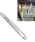 DPTOOL M14x1.25 back-tap thread repair tool, 5.27in, silver metal; inset shows installation in engine cylinder.