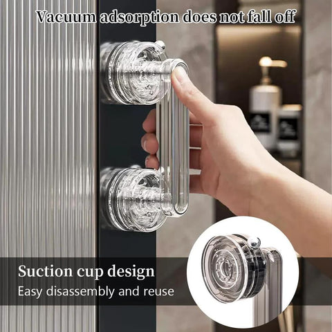 2 Pack Suction Cup Door Handles Punch Free Waterproof Removable Strong Hold for Windows Cabinets Bathrooms Kitchens installed on glass
