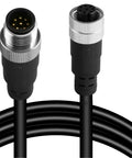 M12 8-Pin A-Coded Sensor Cable For Industrial Use Waterproof Male To Female Connector, IP67 Rated Durable Shielded Cable