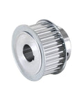Rugged Heavy Duty HTD 8M Timing Pulley With A Solid 60 Tooth Build And 30mm Width shown from the side, featuring adjustable bore.