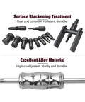 12-Piece Motorcycle Blind Bearing Puller Kit 8-25mm With Slide Hammer Pilot Insert Internal Bearing Removal Tool Set For Quick No-Fuss Wheel And Engine Bearing Replacement Fits Most Brands, showcasing tools with surface blackening and alloy finish