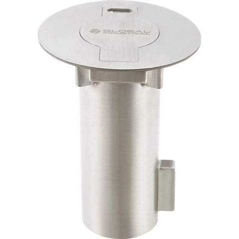 No Sweat Removable Round Security Bollard 36 Inch By 6 Inch Heavy Duty Yellow Steel Post With Flush Mount Base Quick Swing Away Design For Parking Lot And Driveway Traffic Control That Truly Has Your Back, shown from the top view.