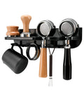Wall Mounted Espresso Tamper Holder And Coffee Station Organizer With 54mm Portafilter Storage Rack for home barista setup