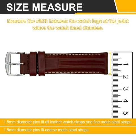 16 Piece Stainless Steel Watch Spring Bar Replacement Kit With Removal Tool shown measuring watch strap widths with ruler.